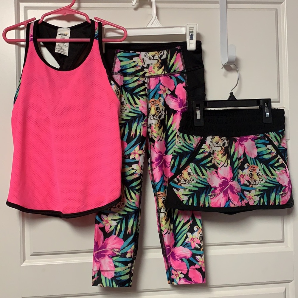 🌴🌸🐯 Girls 3-piece athletic set - sz 6/6X